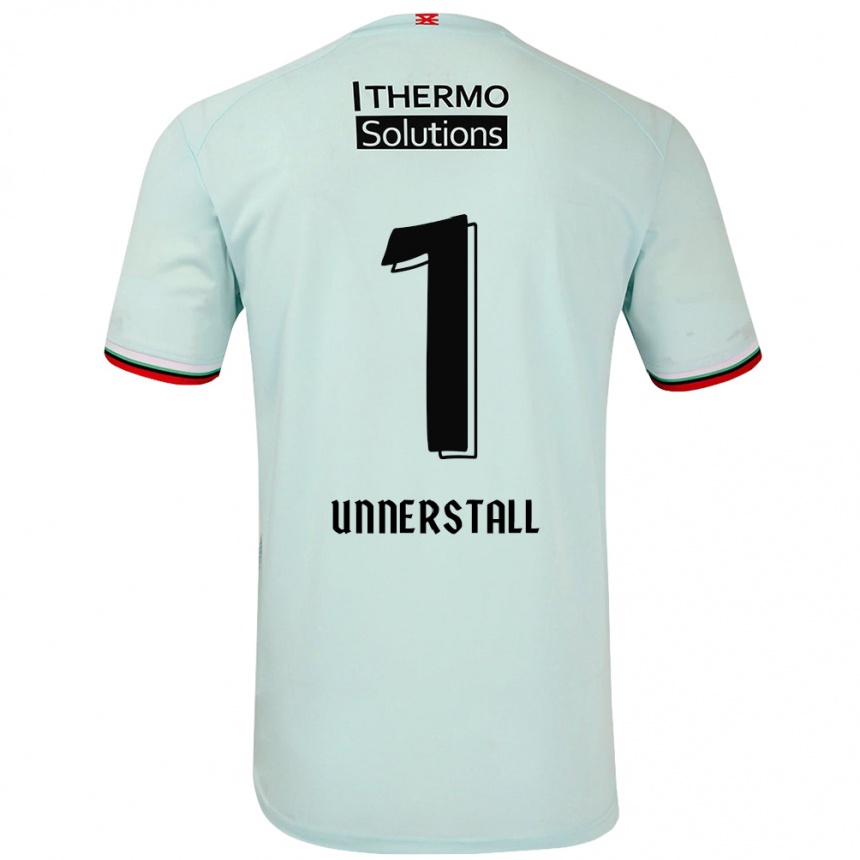 Gyermek Labdarúgás Lars Unnerstall #1 Világoszöld Idegenbeli Jersey 2024/25 Mez Póló Ing