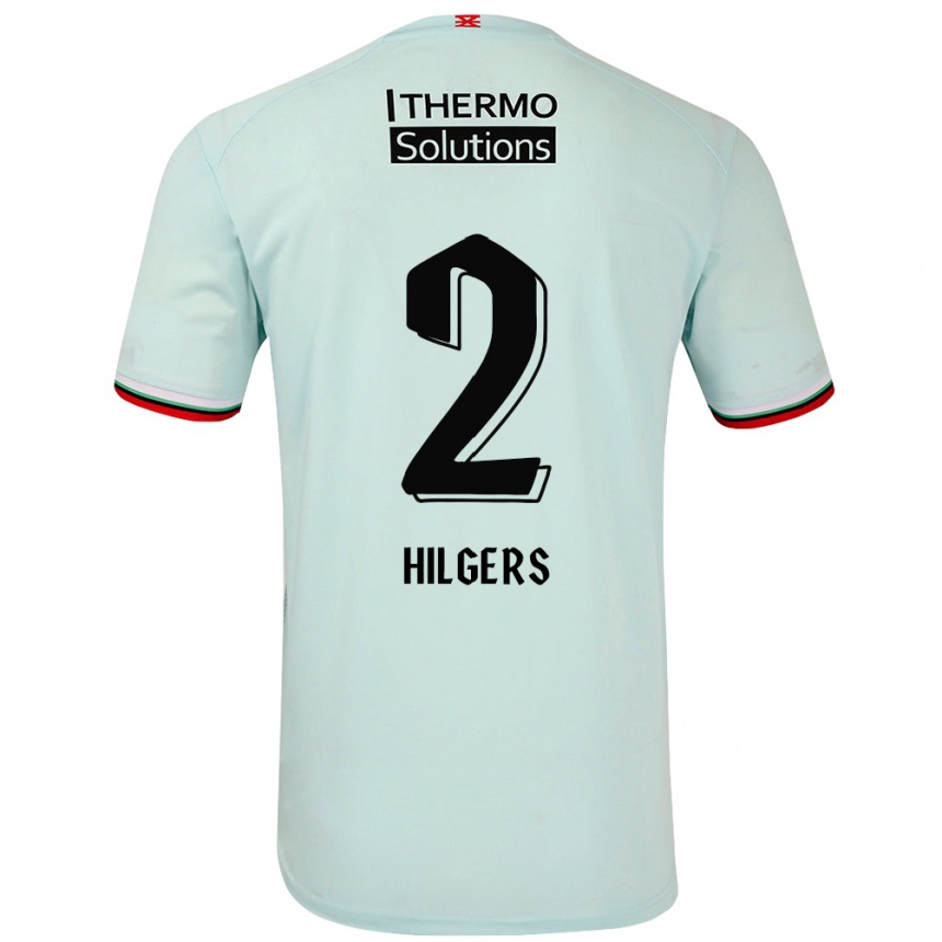 Gyermek Labdarúgás Mees Hilgers #2 Világoszöld Idegenbeli Jersey 2024/25 Mez Póló Ing