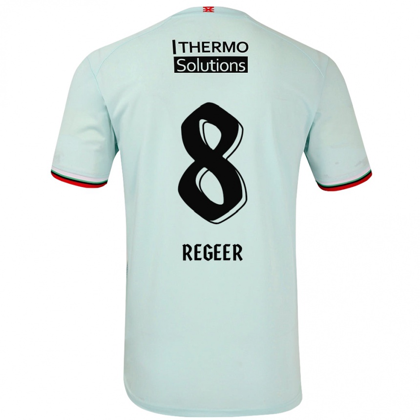 Gyermek Labdarúgás Youri Regeer #8 Világoszöld Idegenbeli Jersey 2024/25 Mez Póló Ing