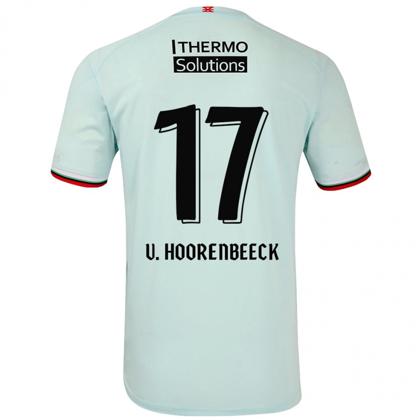 Gyermek Labdarúgás Alec Van Hoorenbeeck #17 Világoszöld Idegenbeli Jersey 2024/25 Mez Póló Ing