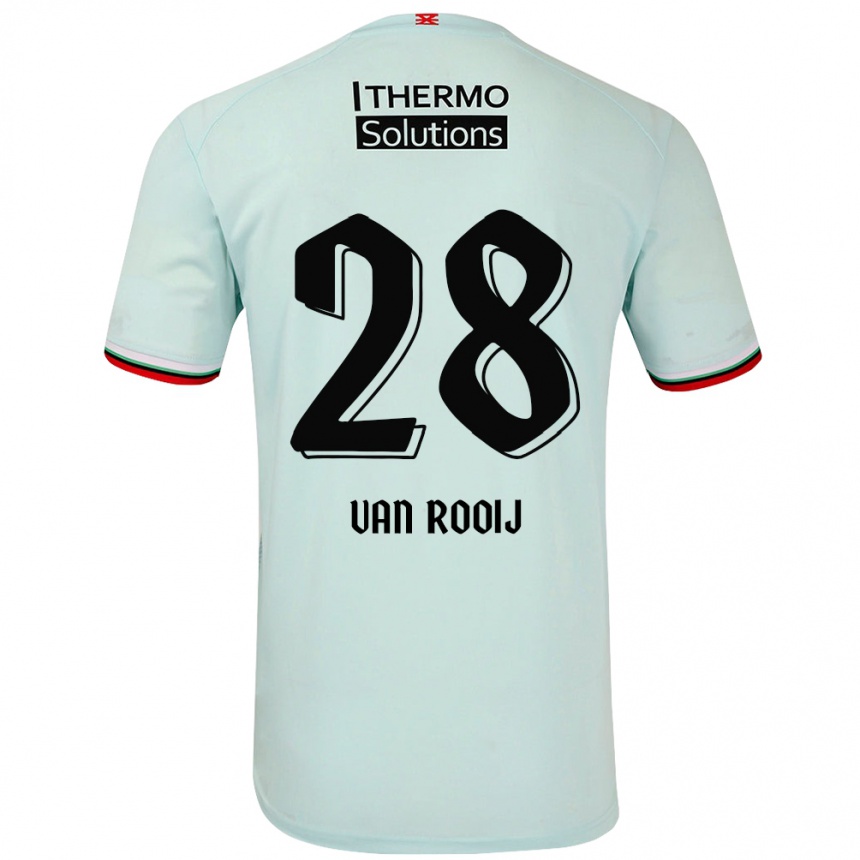 Gyermek Labdarúgás Bart Van Rooij #28 Világoszöld Idegenbeli Jersey 2024/25 Mez Póló Ing