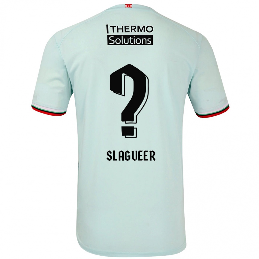 Gyermek Labdarúgás Derrick Slagveer #0 Világoszöld Idegenbeli Jersey 2024/25 Mez Póló Ing