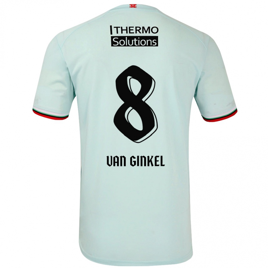 Gyermek Labdarúgás Danique Van Ginkel #8 Világoszöld Idegenbeli Jersey 2024/25 Mez Póló Ing