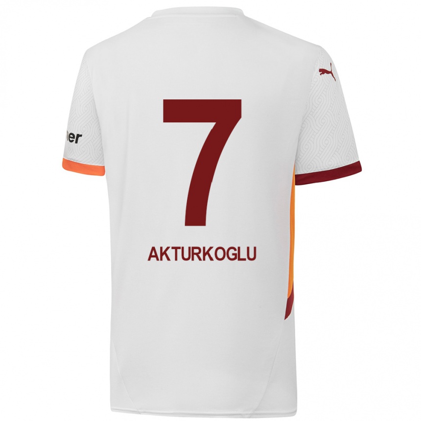 Gyermek Labdarúgás Kerem Aktürkoğlu #7 Fehér Sárga Piros Idegenbeli Jersey 2024/25 Mez Póló Ing