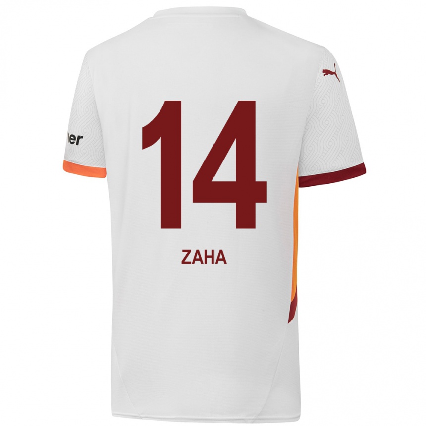 Gyermek Labdarúgás Wilfried Zaha #14 Fehér Sárga Piros Idegenbeli Jersey 2024/25 Mez Póló Ing