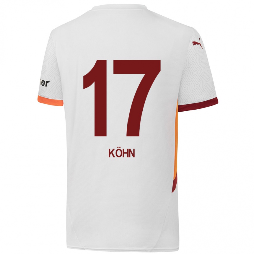 Gyermek Labdarúgás Derrick Köhn #17 Fehér Sárga Piros Idegenbeli Jersey 2024/25 Mez Póló Ing