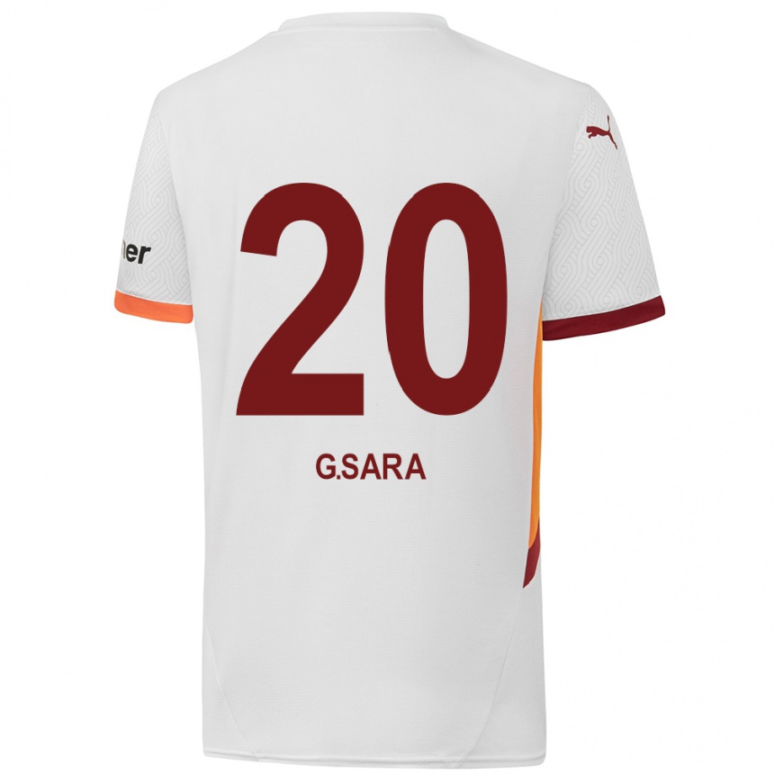 Gyermek Labdarúgás Gabriel Sara #20 Fehér Sárga Piros Idegenbeli Jersey 2024/25 Mez Póló Ing