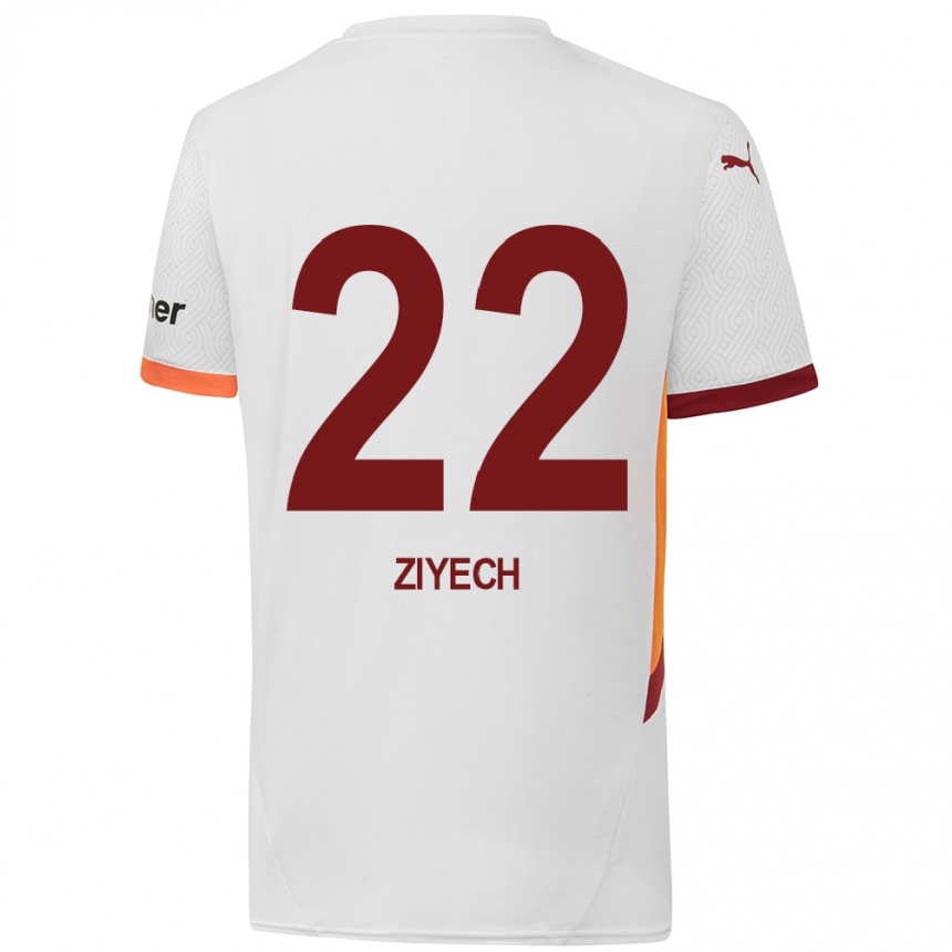 Gyermek Labdarúgás Hakim Ziyech #22 Fehér Sárga Piros Idegenbeli Jersey 2024/25 Mez Póló Ing