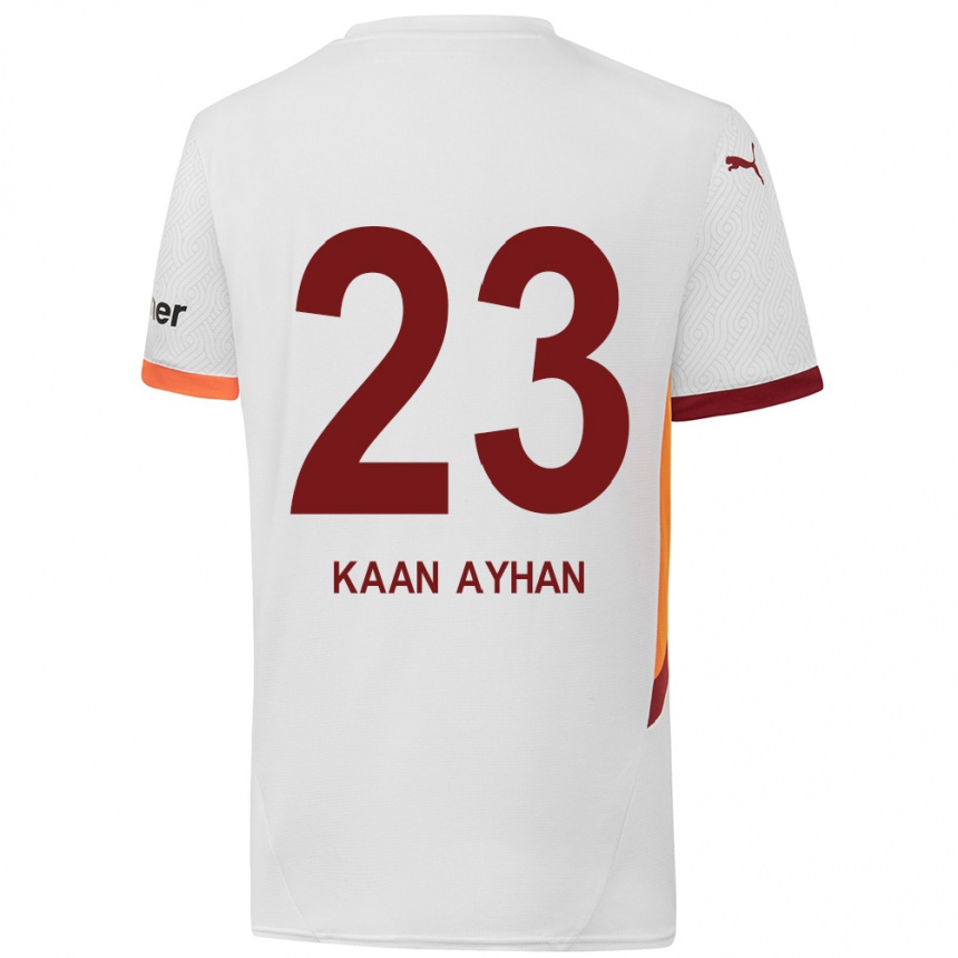 Gyermek Labdarúgás Kaan Ayhan #23 Fehér Sárga Piros Idegenbeli Jersey 2024/25 Mez Póló Ing