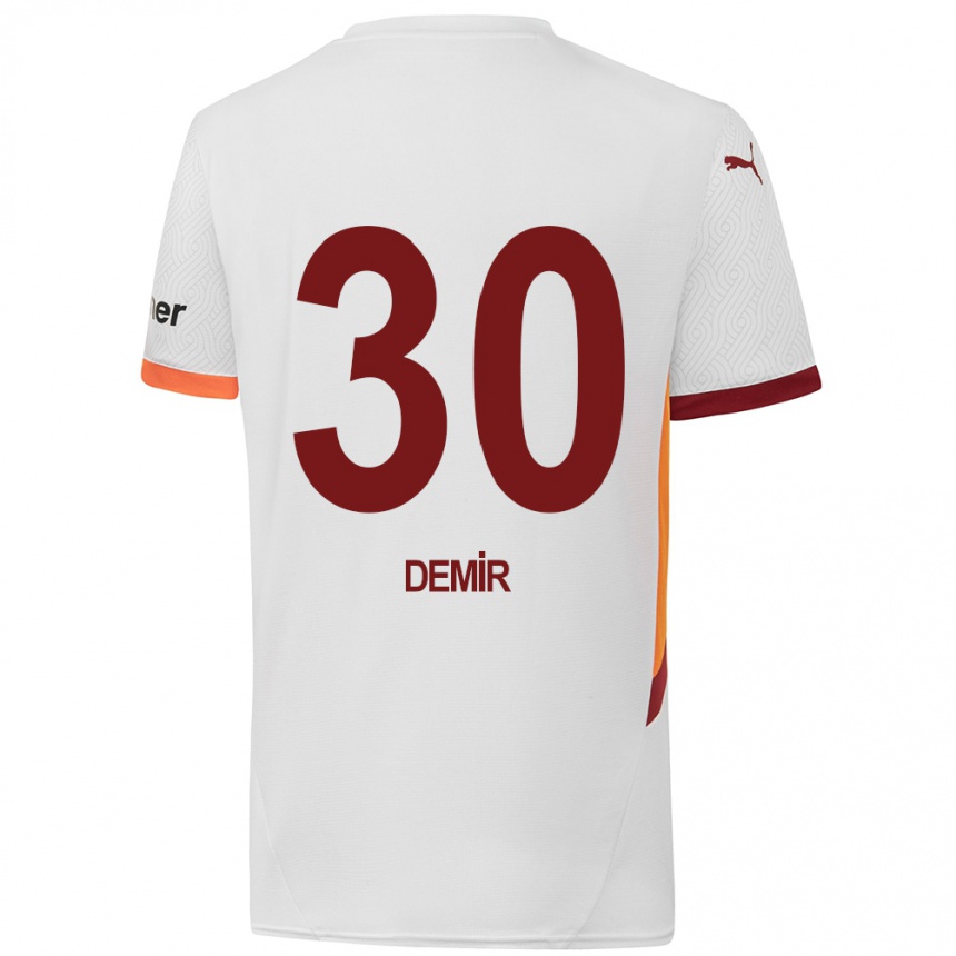 Gyermek Labdarúgás Yusuf Demir #30 Fehér Sárga Piros Idegenbeli Jersey 2024/25 Mez Póló Ing