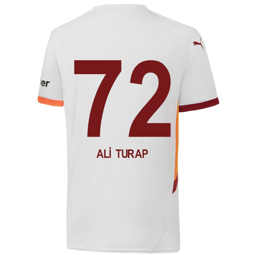 Gyermek Labdarúgás Ali Turap Bülbül #72 Fehér Sárga Piros Idegenbeli Jersey 2024/25 Mez Póló Ing