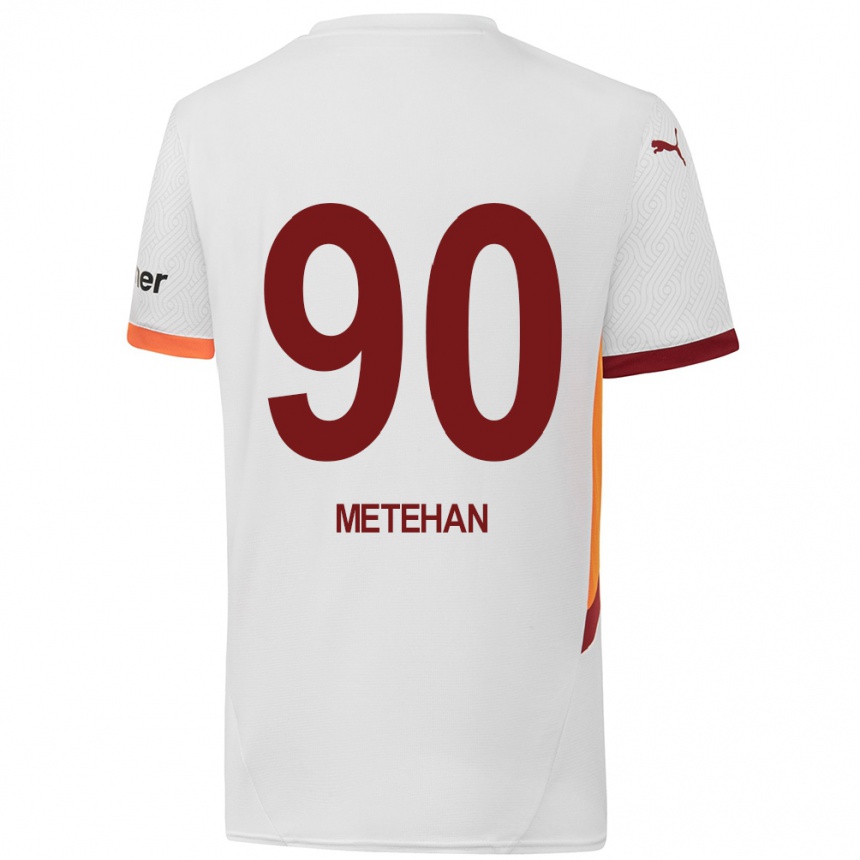 Gyermek Labdarúgás Metehan Baltacı #90 Fehér Sárga Piros Idegenbeli Jersey 2024/25 Mez Póló Ing