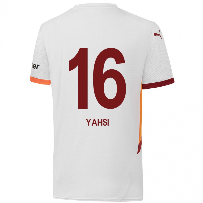 Gyermek Labdarúgás Ismail Yahsi #16 Fehér Sárga Piros Idegenbeli Jersey 2024/25 Mez Póló Ing