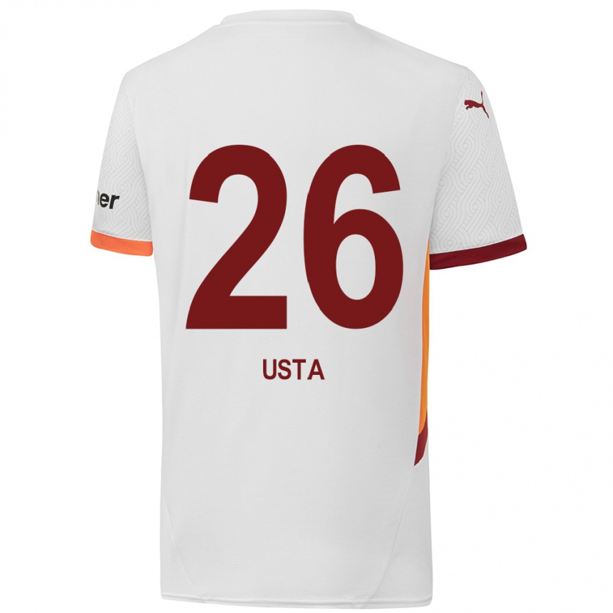 Gyermek Labdarúgás Alanur Usta #26 Fehér Sárga Piros Idegenbeli Jersey 2024/25 Mez Póló Ing