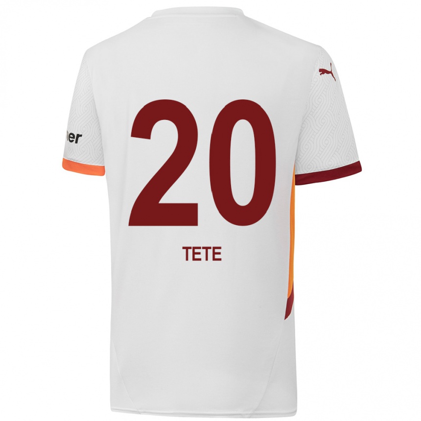 Gyermek Labdarúgás Tete #20 Fehér Sárga Piros Idegenbeli Jersey 2024/25 Mez Póló Ing