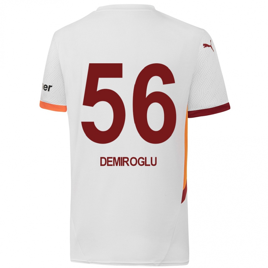 Gyermek Labdarúgás Baran Demiroğlu #56 Fehér Sárga Piros Idegenbeli Jersey 2024/25 Mez Póló Ing