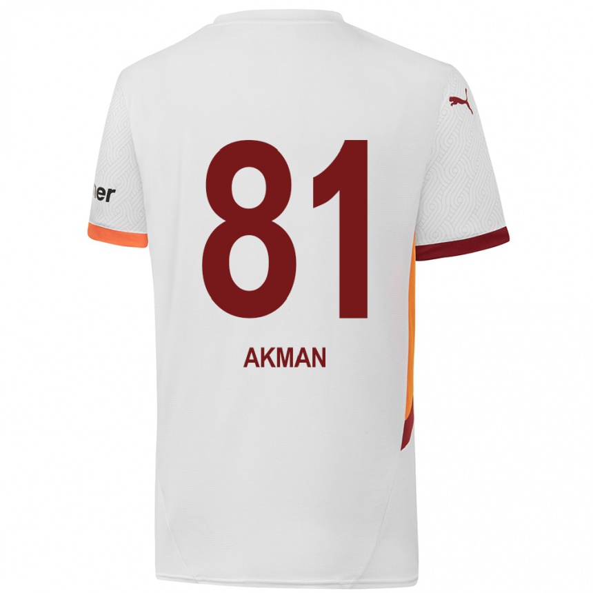 Gyermek Labdarúgás Hamza Akman #81 Fehér Sárga Piros Idegenbeli Jersey 2024/25 Mez Póló Ing