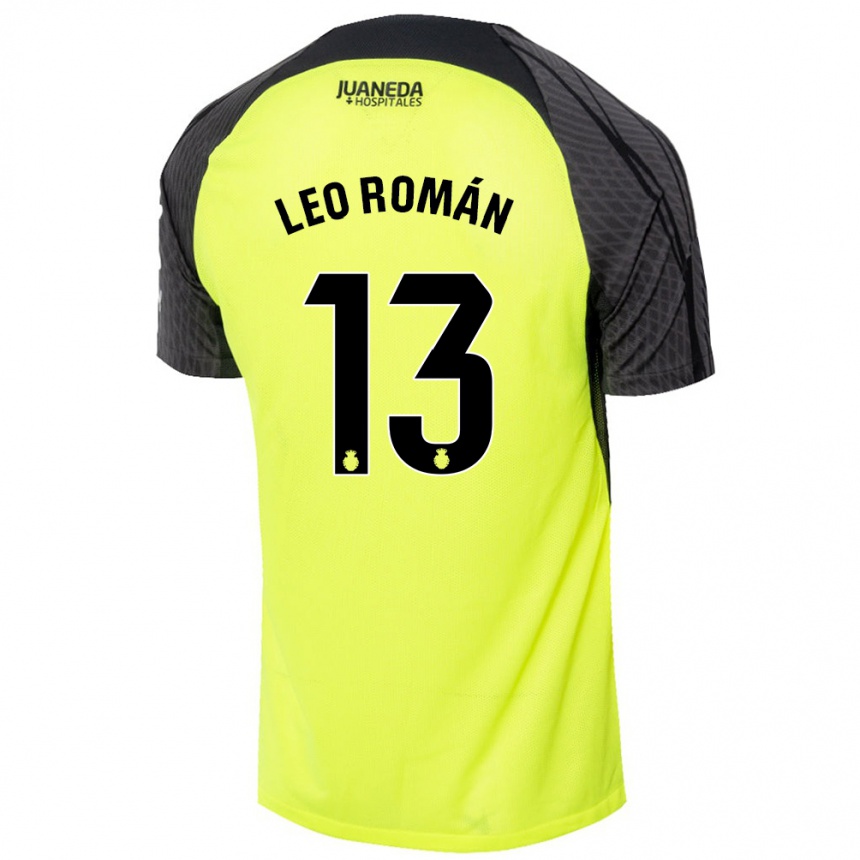 Gyermek Labdarúgás Leo Román #13 Fluoreszkáló Zöld Fekete Idegenbeli Jersey 2024/25 Mez Póló Ing