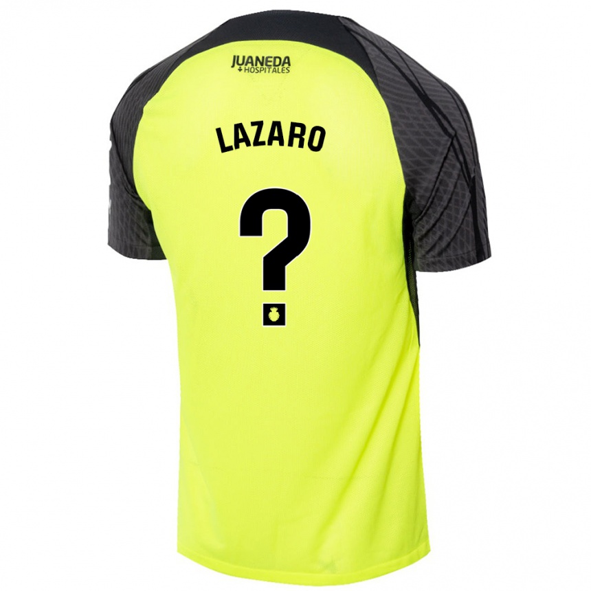 Gyermek Labdarúgás Victor Lázaro #0 Fluoreszkáló Zöld Fekete Idegenbeli Jersey 2024/25 Mez Póló Ing