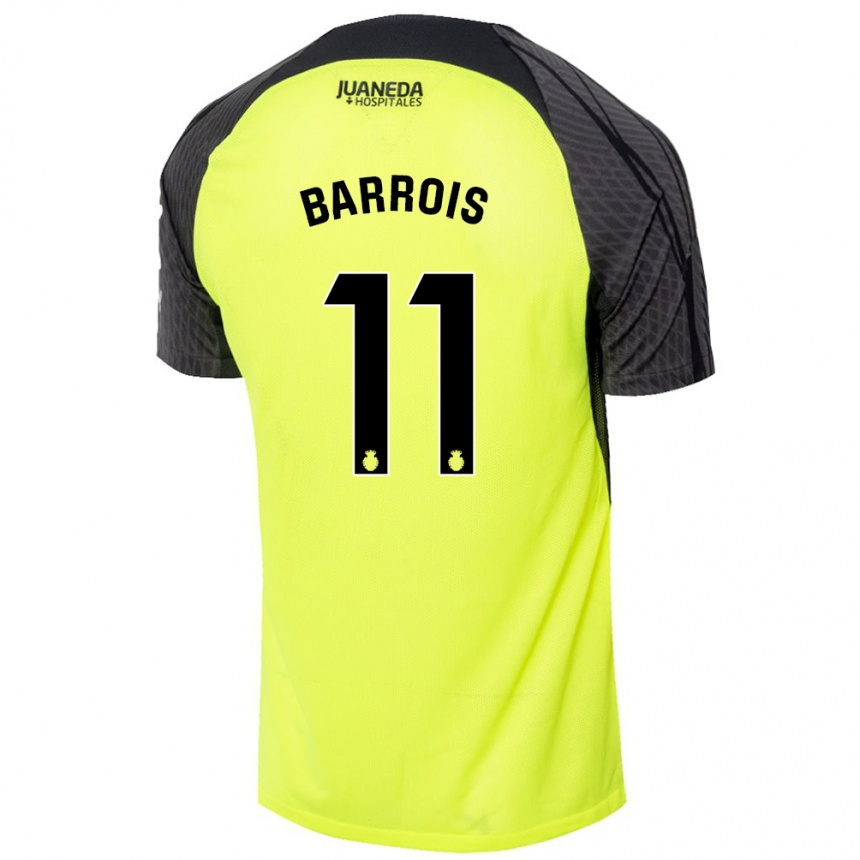 Gyermek Labdarúgás Eliott Barrois #11 Fluoreszkáló Zöld Fekete Idegenbeli Jersey 2024/25 Mez Póló Ing