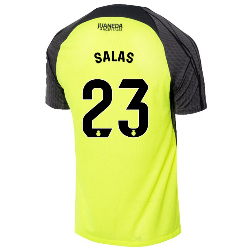 Gyermek Labdarúgás Jan Salas #23 Fluoreszkáló Zöld Fekete Idegenbeli Jersey 2024/25 Mez Póló Ing