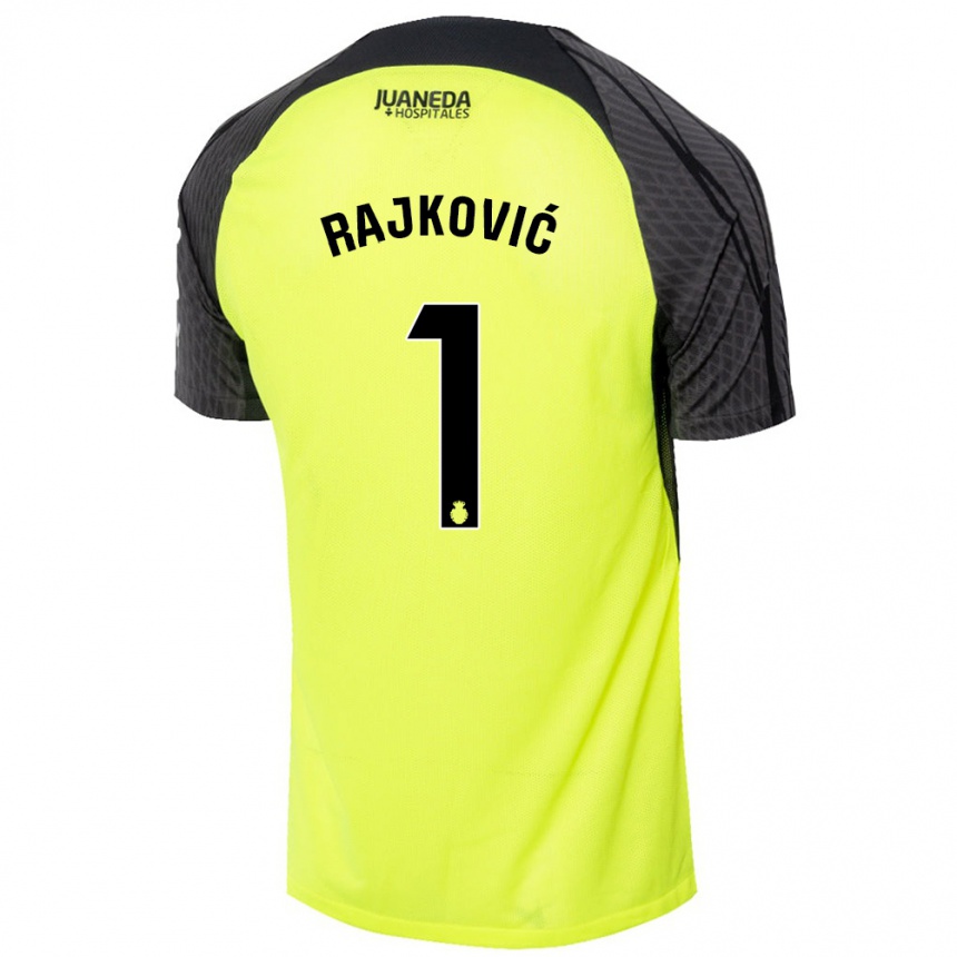 Gyermek Labdarúgás Predrag Rajkovic #1 Fluoreszkáló Zöld Fekete Idegenbeli Jersey 2024/25 Mez Póló Ing