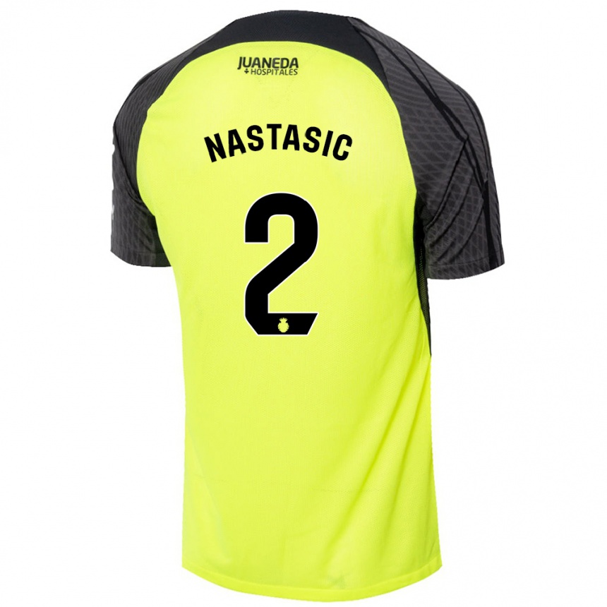 Gyermek Labdarúgás Matija Nastasic #2 Fluoreszkáló Zöld Fekete Idegenbeli Jersey 2024/25 Mez Póló Ing