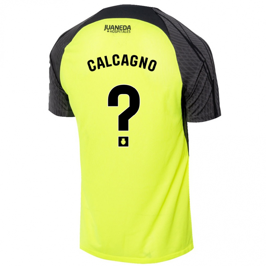 Gyermek Labdarúgás Bruno Calcagno #0 Fluoreszkáló Zöld Fekete Idegenbeli Jersey 2024/25 Mez Póló Ing