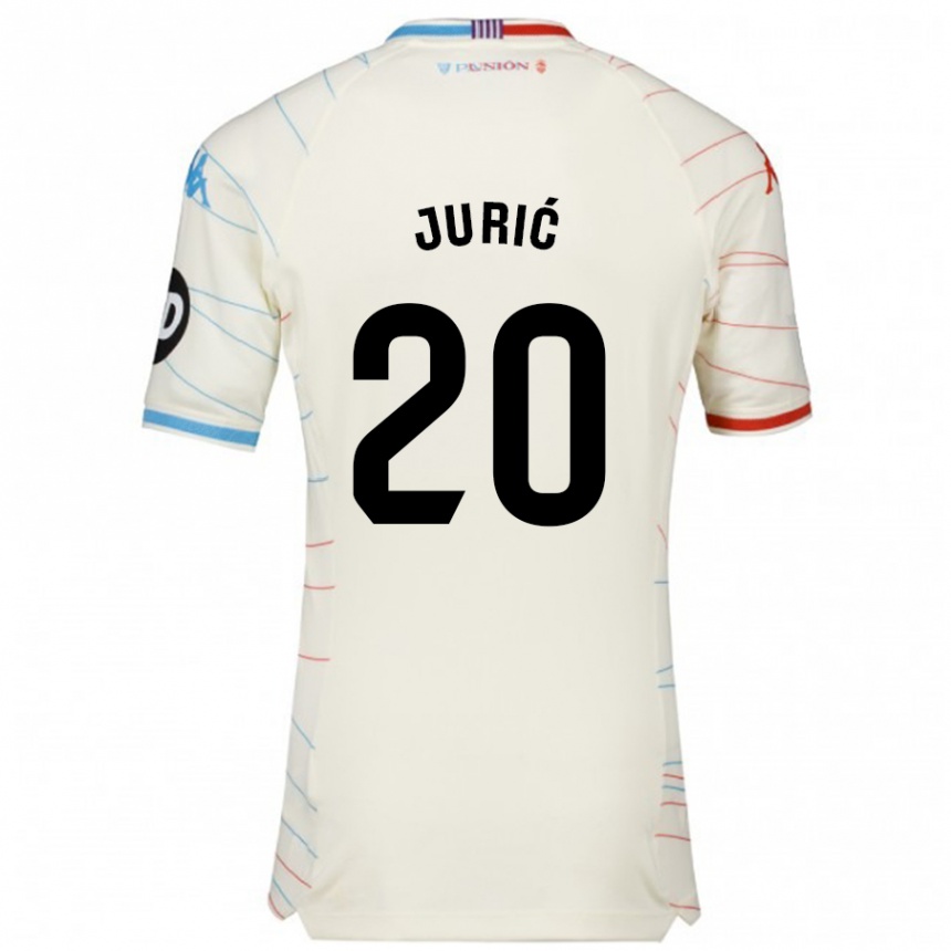 Gyermek Labdarúgás Stanko Juric #20 Fehér Piros Kék Idegenbeli Jersey 2024/25 Mez Póló Ing