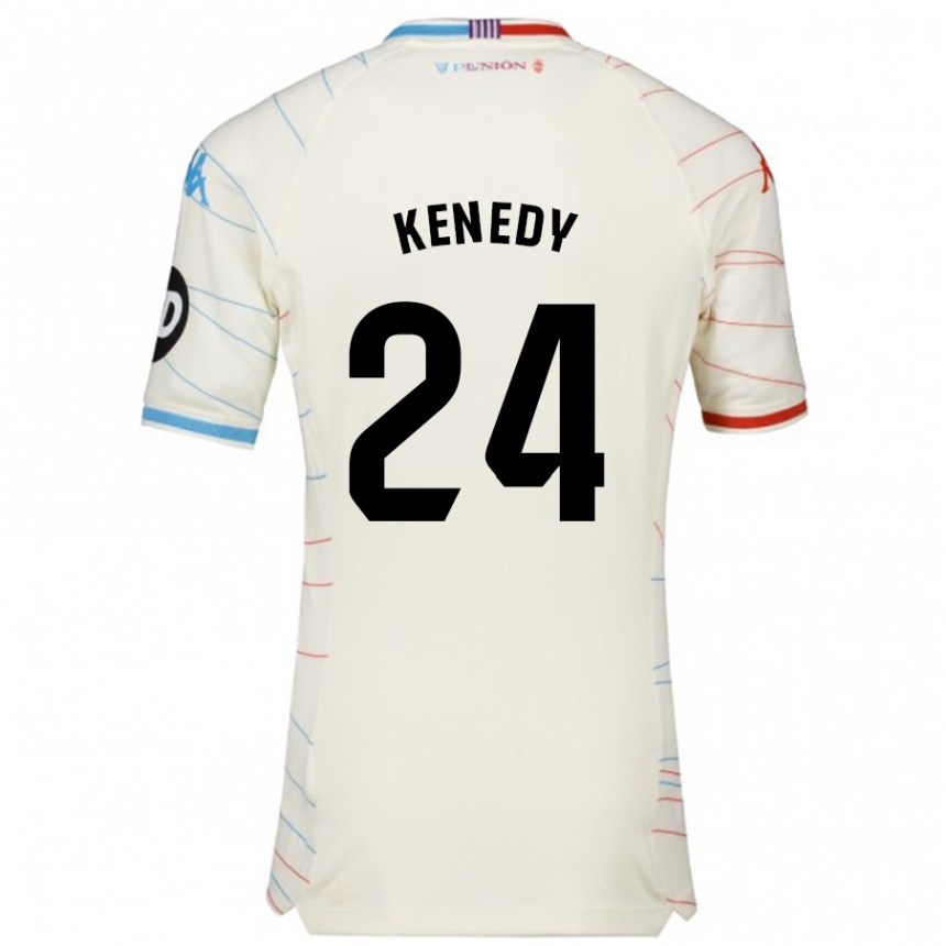 Gyermek Labdarúgás Kenedy #24 Fehér Piros Kék Idegenbeli Jersey 2024/25 Mez Póló Ing