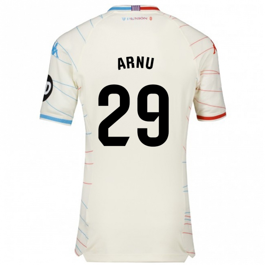 Gyermek Labdarúgás Adrián Arnu #29 Fehér Piros Kék Idegenbeli Jersey 2024/25 Mez Póló Ing