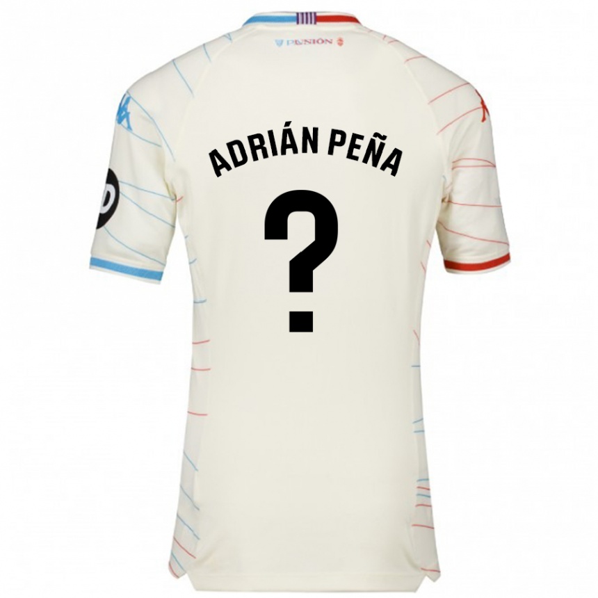 Gyermek Labdarúgás Adrián Peña #0 Fehér Piros Kék Idegenbeli Jersey 2024/25 Mez Póló Ing