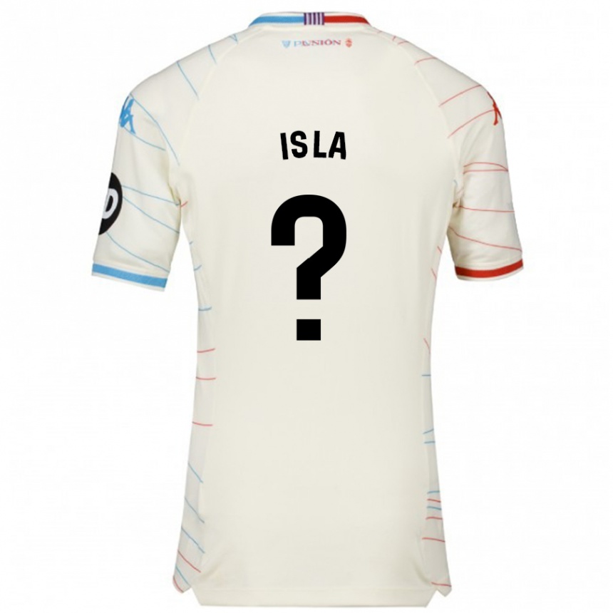 Gyermek Labdarúgás Cristian Isla #0 Fehér Piros Kék Idegenbeli Jersey 2024/25 Mez Póló Ing