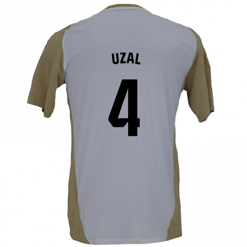 Gyermek Labdarúgás Yeray Uzal #4 Barna Fehér Idegenbeli Jersey 2024/25 Mez Póló Ing