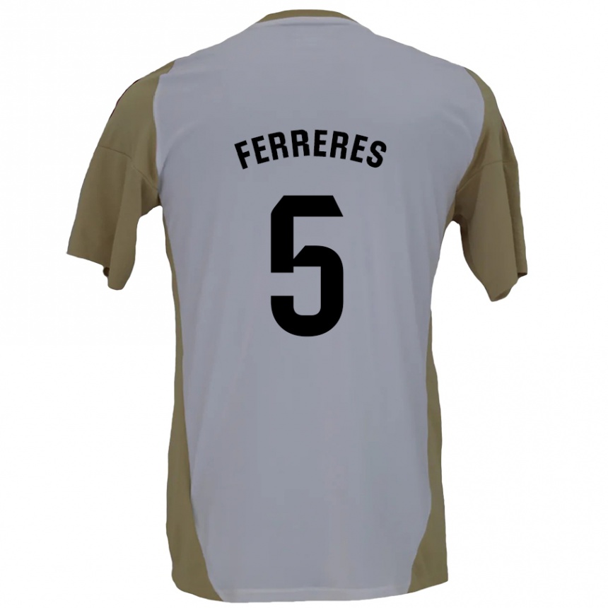 Gyermek Labdarúgás Manolo Ferreres #5 Barna Fehér Idegenbeli Jersey 2024/25 Mez Póló Ing