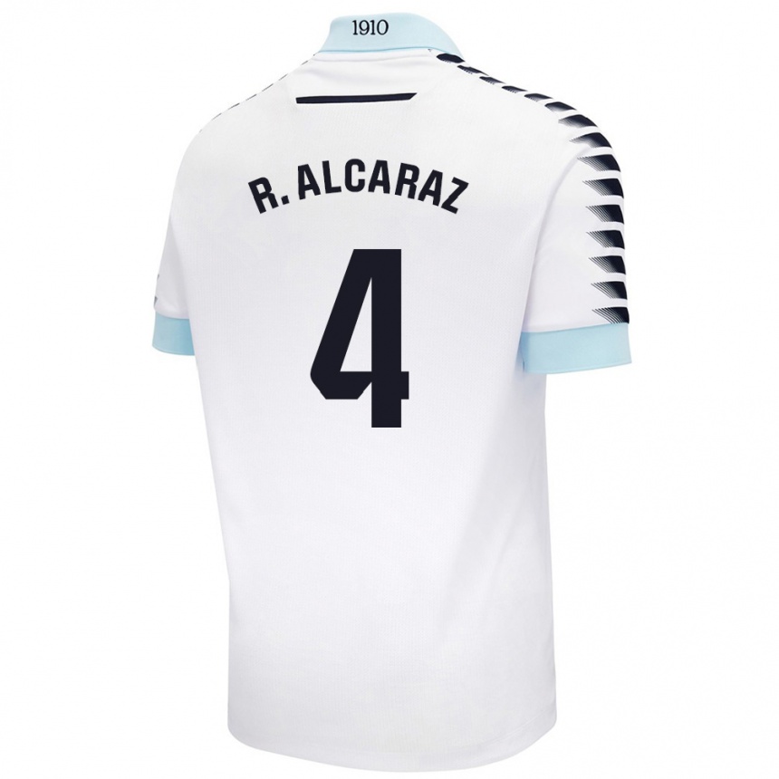 Gyermek Labdarúgás Rubén Alcaraz #4 Fehér Kék Idegenbeli Jersey 2024/25 Mez Póló Ing