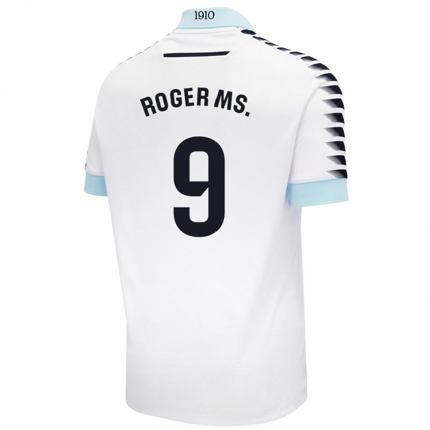 Gyermek Labdarúgás Roger Martí #9 Fehér Kék Idegenbeli Jersey 2024/25 Mez Póló Ing