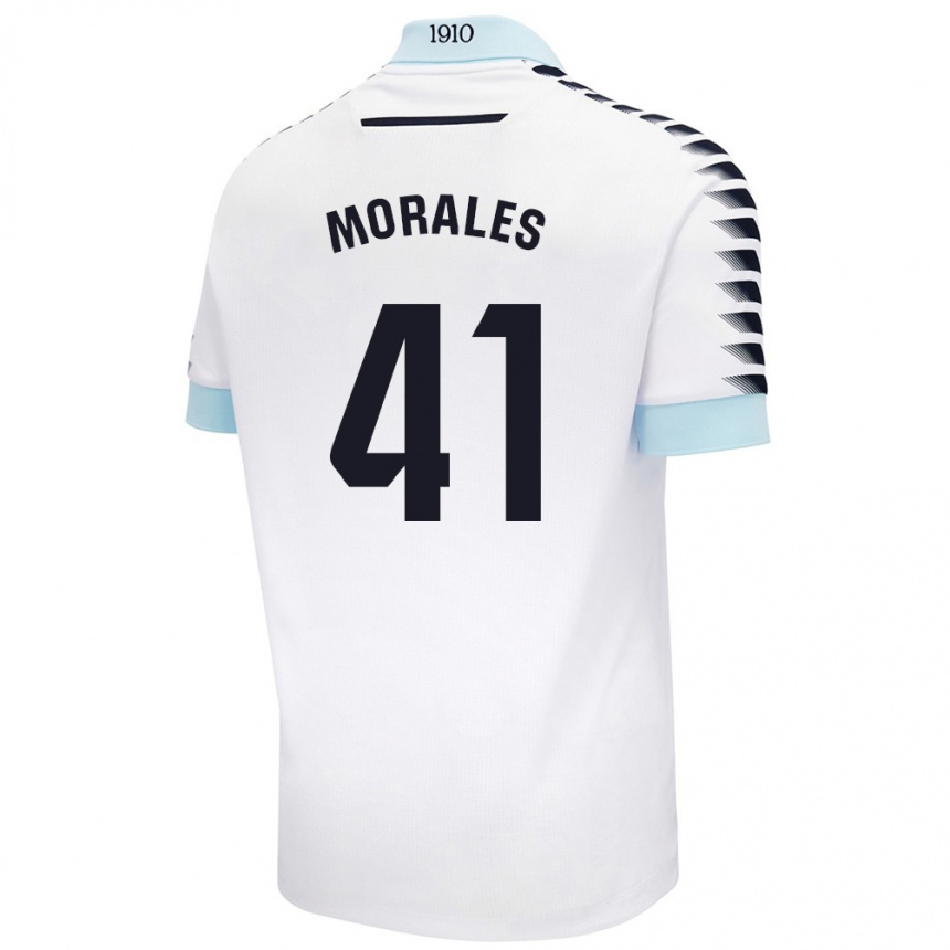 Gyermek Labdarúgás Luis Morales #41 Fehér Kék Idegenbeli Jersey 2024/25 Mez Póló Ing