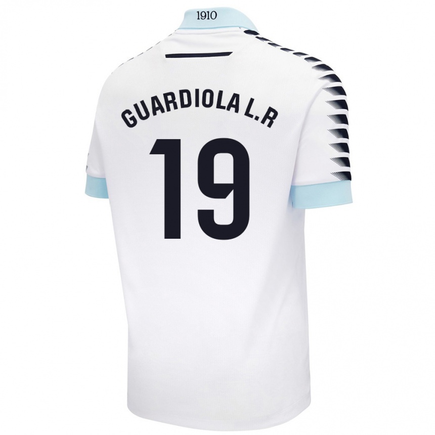 Gyermek Labdarúgás Sergi Guardiola #19 Fehér Kék Idegenbeli Jersey 2024/25 Mez Póló Ing