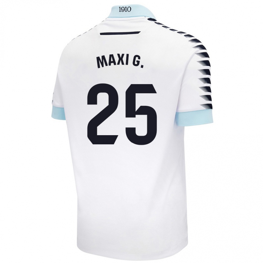 Gyermek Labdarúgás Maxi Gómez #25 Fehér Kék Idegenbeli Jersey 2024/25 Mez Póló Ing