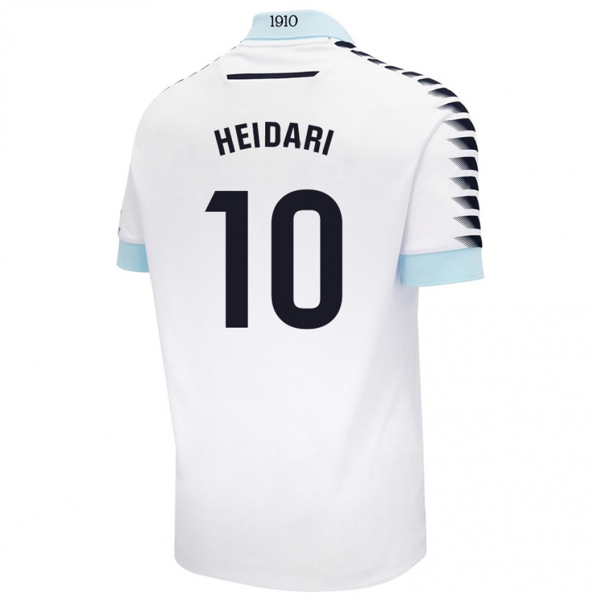 Gyermek Labdarúgás Arman Heidari #10 Fehér Kék Idegenbeli Jersey 2024/25 Mez Póló Ing