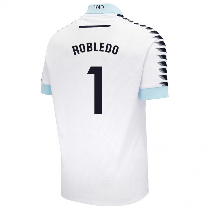 Gyermek Labdarúgás Robledo #1 Fehér Kék Idegenbeli Jersey 2024/25 Mez Póló Ing