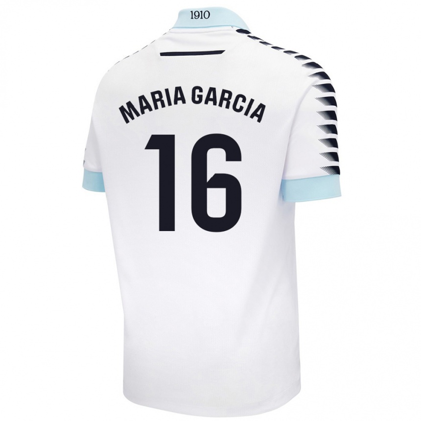 Gyermek Labdarúgás Maria García Fernández #16 Fehér Kék Idegenbeli Jersey 2024/25 Mez Póló Ing