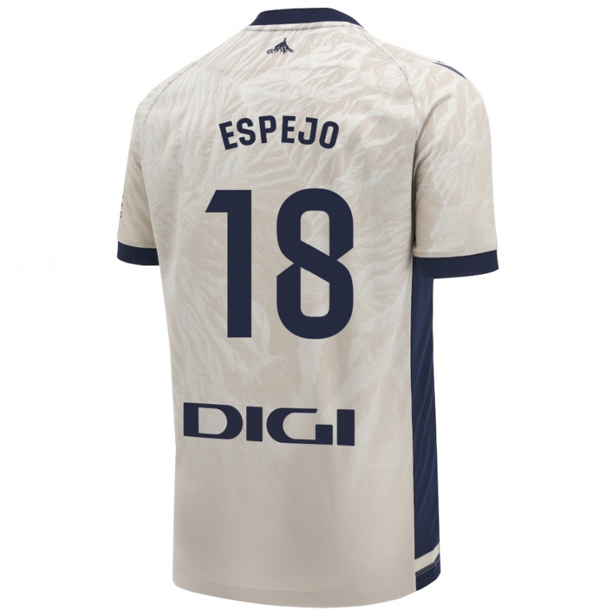 Gyermek Labdarúgás Diego Espejo #18 Világos Szürke Idegenbeli Jersey 2024/25 Mez Póló Ing