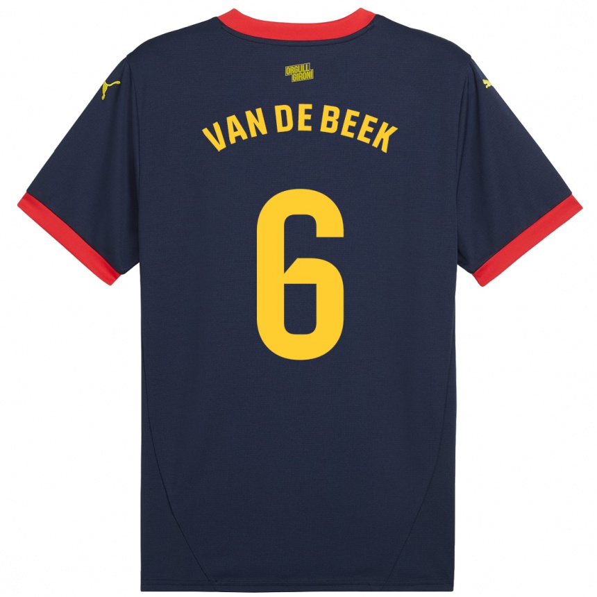 Gyermek Labdarúgás Donny Van De Beek #6 Sötétvörös Idegenbeli Jersey 2024/25 Mez Póló Ing