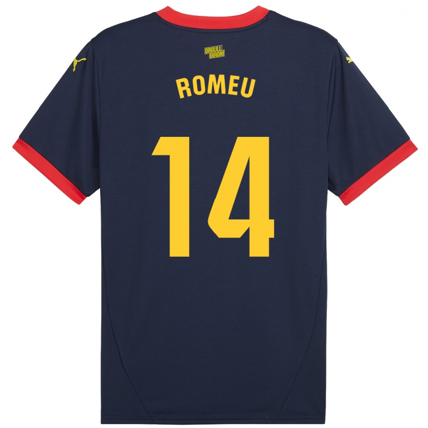 Gyermek Labdarúgás Oriol Romeu #14 Sötétvörös Idegenbeli Jersey 2024/25 Mez Póló Ing