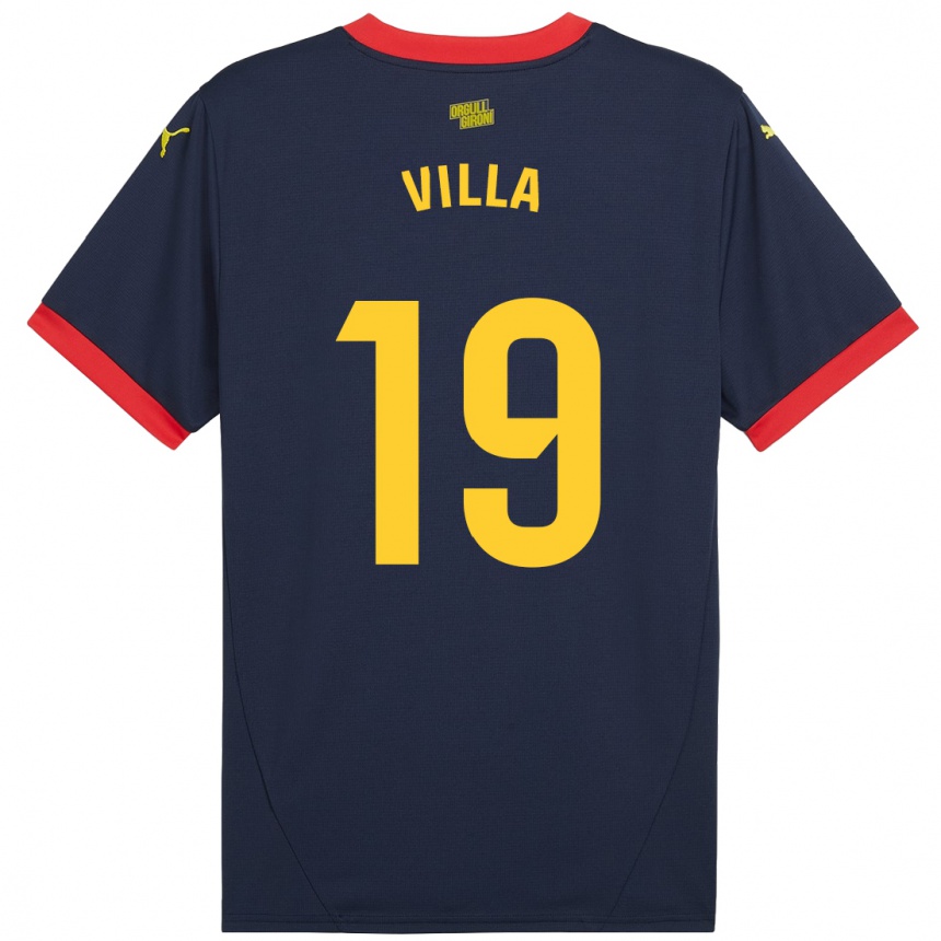 Gyermek Labdarúgás Toni Villa #19 Sötétvörös Idegenbeli Jersey 2024/25 Mez Póló Ing