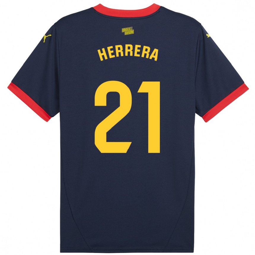 Gyermek Labdarúgás Yangel Herrera #21 Sötétvörös Idegenbeli Jersey 2024/25 Mez Póló Ing