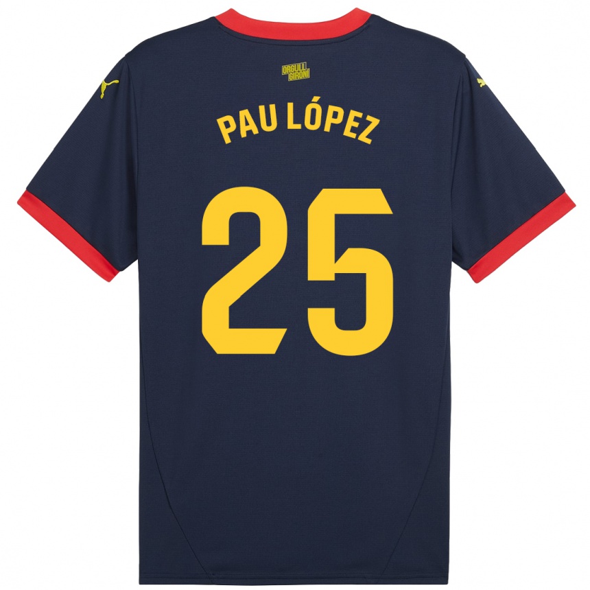 Gyermek Labdarúgás Pau Lopez #25 Sötétvörös Idegenbeli Jersey 2024/25 Mez Póló Ing