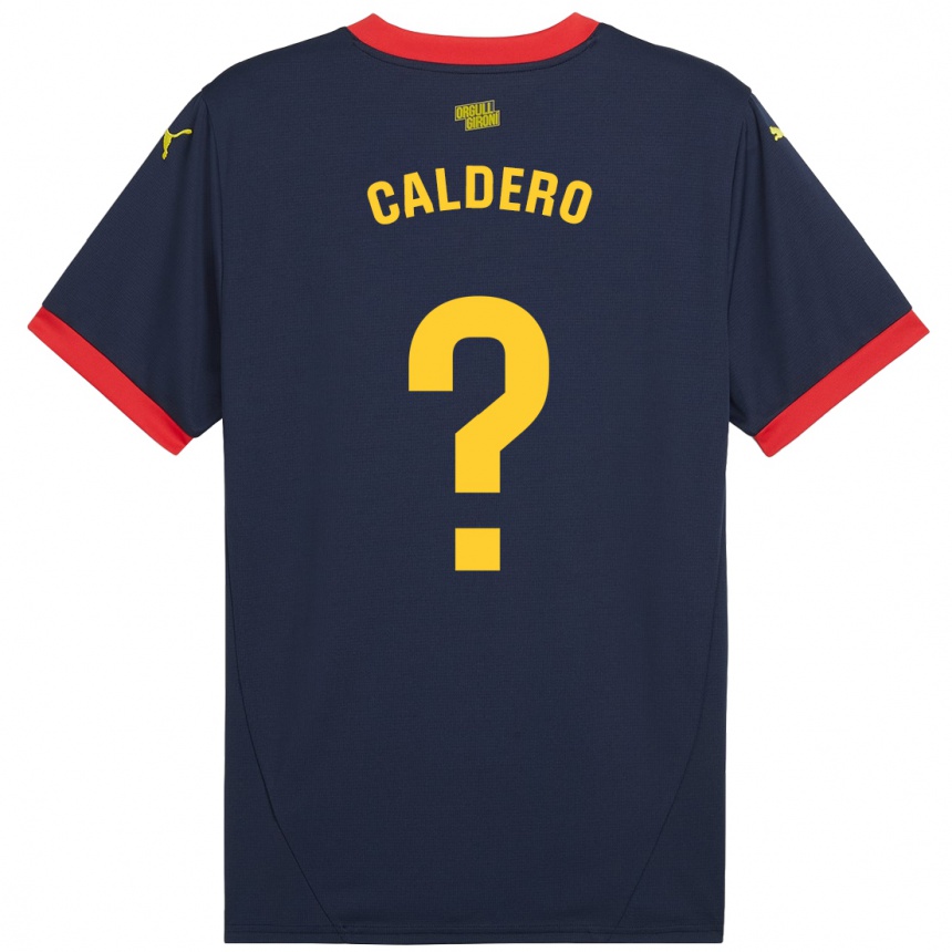 Gyermek Labdarúgás Nil Caldero #0 Sötétvörös Idegenbeli Jersey 2024/25 Mez Póló Ing